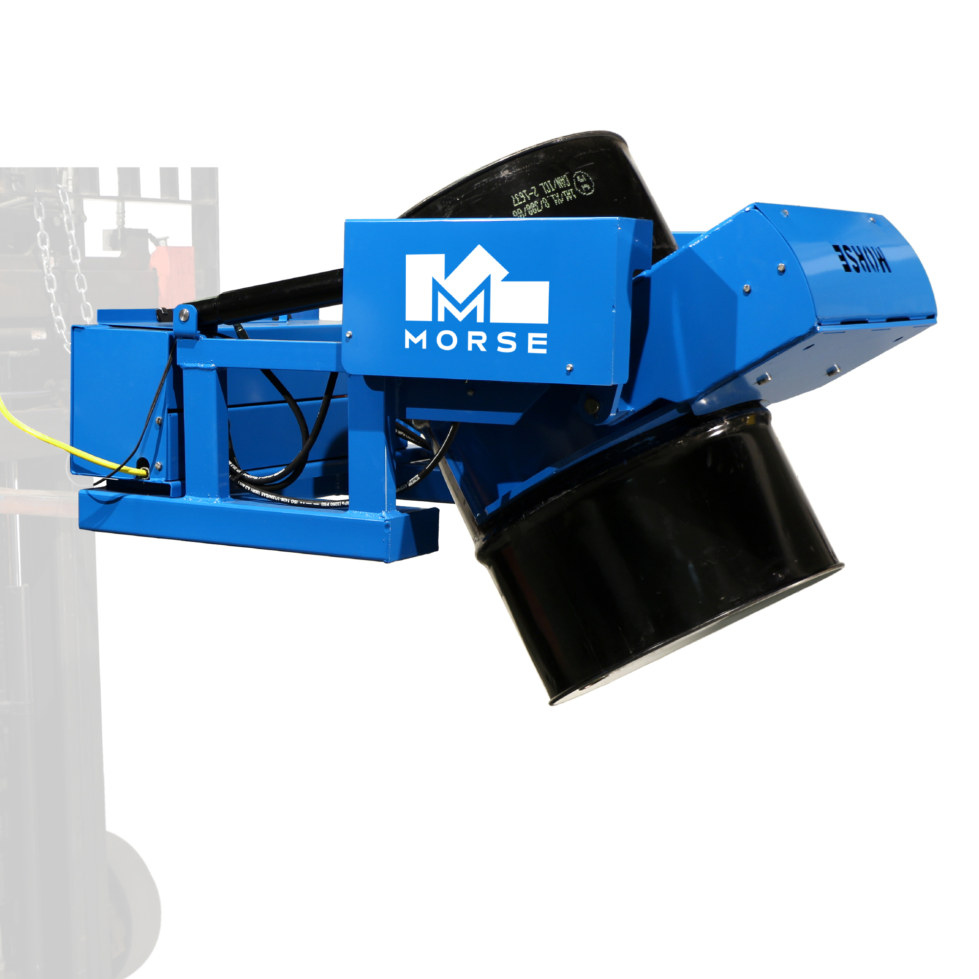 Morse GRIP+GO Fork Mount Drum Handler, 12V DC Power Grip & Tilt, REQUIRES 25in. between forks, Includes battery and charger